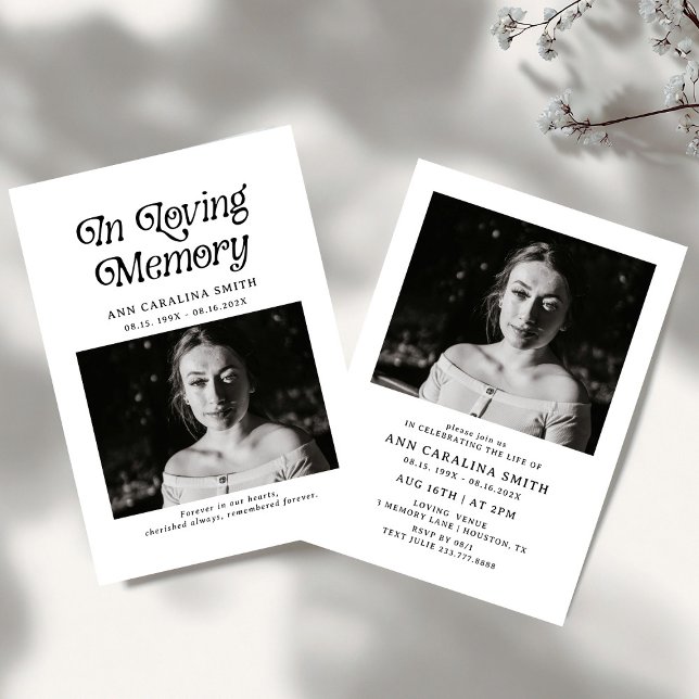 Invitación Funeral Retro Mínimo En La Memoria Amable (Subido por el creador)