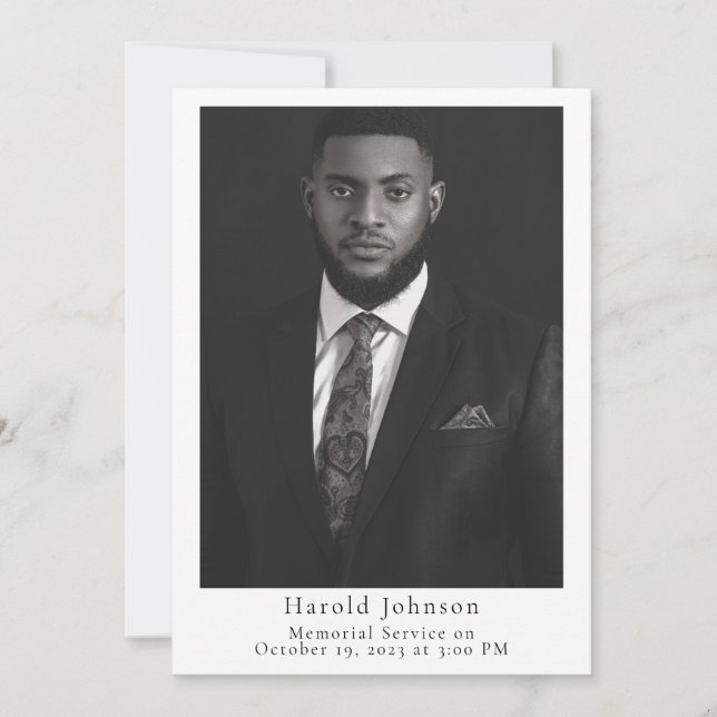 Invitación funeral simple fotográfica (Anverso)