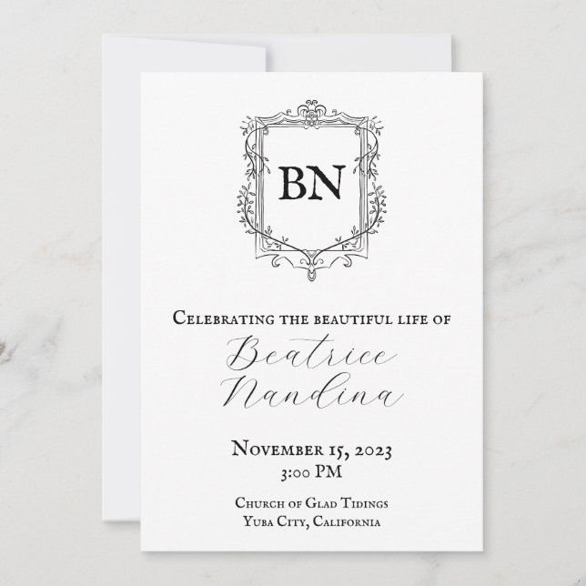 Invitación funeraria barroca con foto (Anverso)