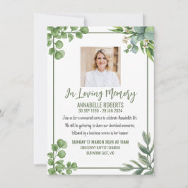 Invitación funeraria con hojas de eucalipto