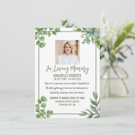 Invitación funeraria con hojas de eucalipto