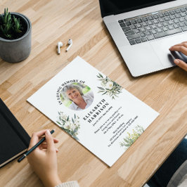 Invitación funeraria de flores blancas antiguas