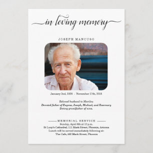 Invitación funeraria personalizada con foto