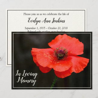 Invitación funeraria Red Poppy Memorial Service