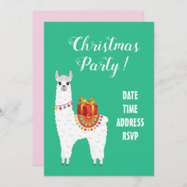 Invitación Funky Alpaca Navidades linda llama