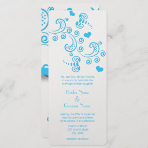 Invitación Funky Aqua Blue Butterfly o Bumble Bee Boda