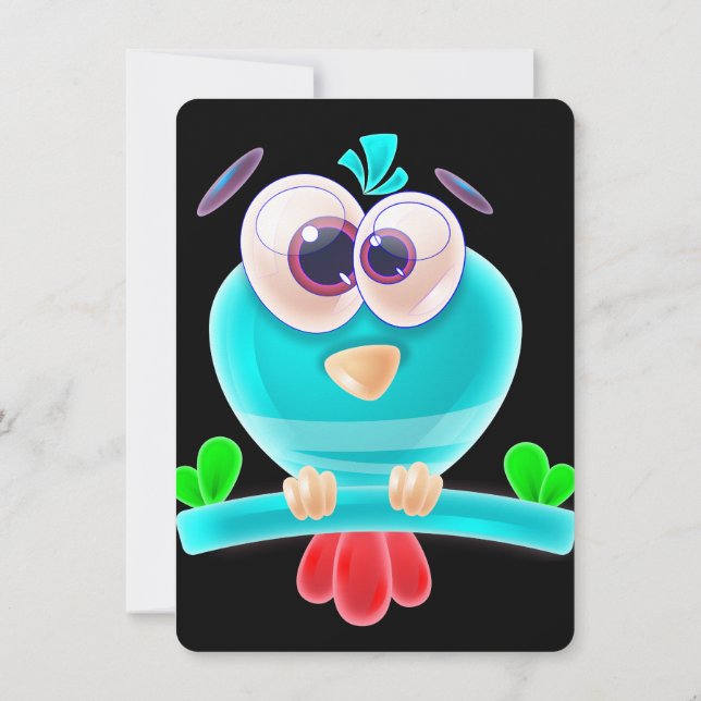 Invitación Funky Birdie Party Invite Card (Reverso)