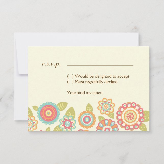 Invitación Funky Boho Retro Flowers Boda (Anverso)