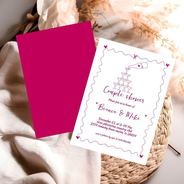 Invitación Funky Champagne Tower Couple Shower In (Subido por el creador)