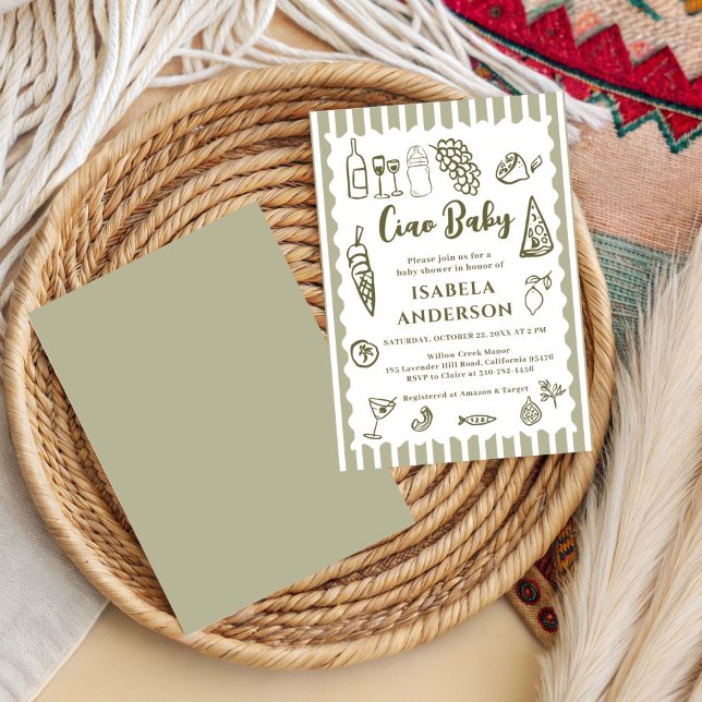 Invitación Funky Ciao Baby Hand Drawn Italian Baby Shower  (Subido por el creador)