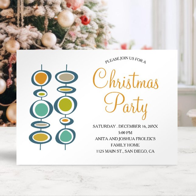 Invitación Funky Circles Mid Century Navidades Holidays (Subido por el creador)