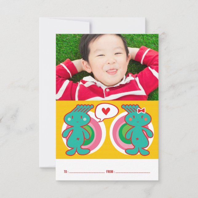 Invitación Funky Classroom Kid El día de San Valentín (Anverso)