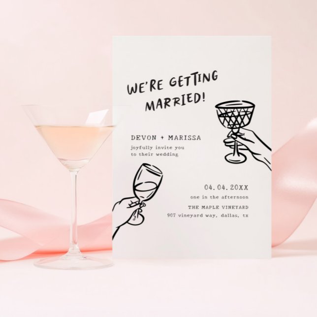 Invitación Funky + Divertido casándose con Boda ilustrado (Subido por el creador)