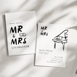 Invitación Funky Fun Retro Mr & Mrs Illustrated Boda