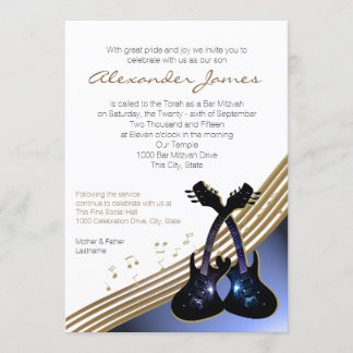 Invitación Funky Guitar Music Bar Mitzvah