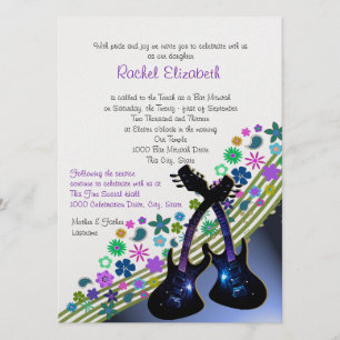 Invitación Funky Guitar Music Bat Mitzvah
