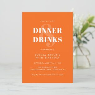 Invitación Funky Naranja negrita tipografía cumpleaños cena