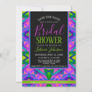 Invitación Funky Purple Pink Blacklight Vibe Bribe Shower