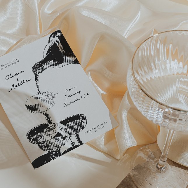 Invitación Funky Retro Champagne Tower Y2K Boda (Subido por el creador)