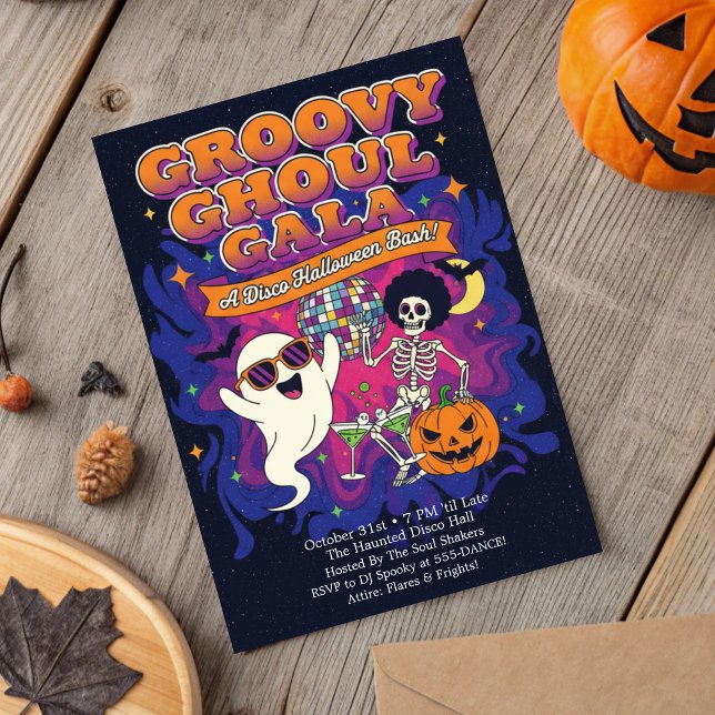 Invitación Funky Retro Groovy Ghoul Gala Disco Halloween  (Subido por el creador)