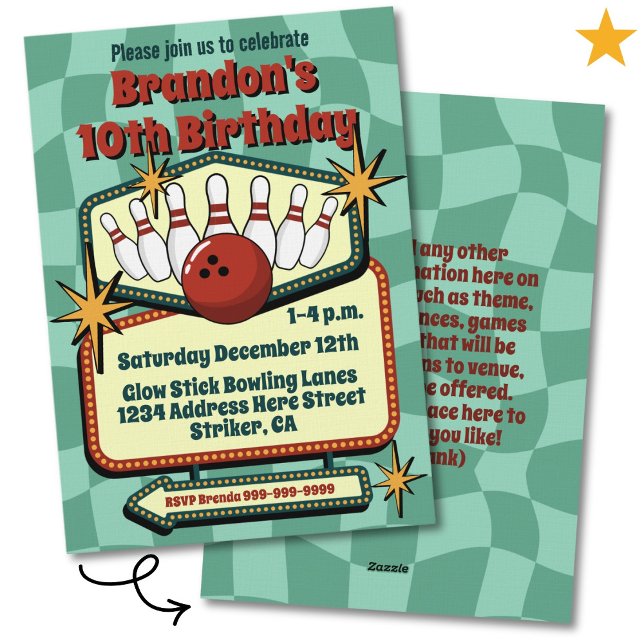 Invitación Funky Retro Vibes Tween Bowling Birthday (Subido por el creador)