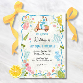 Invitación Funky sacó a la novia italiana de Groom en Boda de