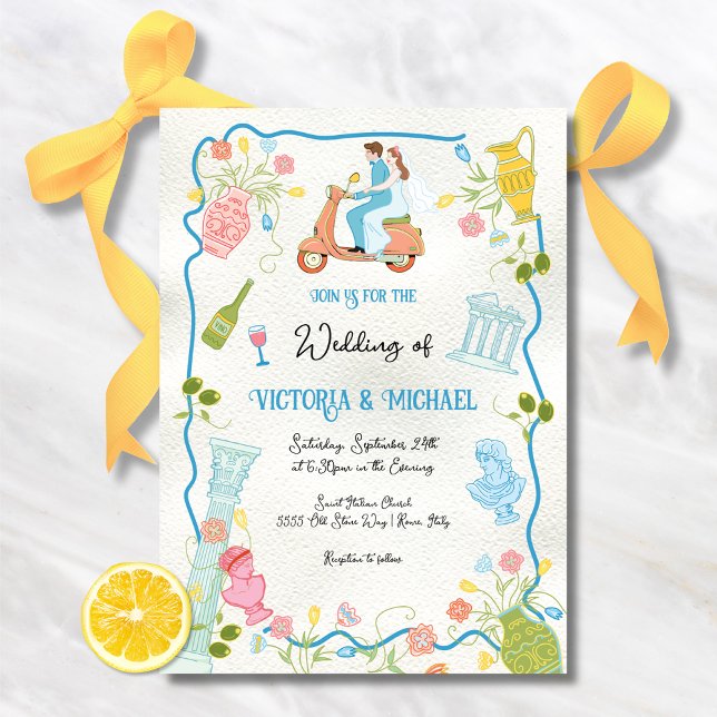 Invitación Funky sacó a la novia italiana de Groom en Boda de (Subido por el creador)