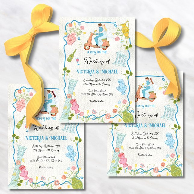 Invitación Funky sacó a la novia italiana de Groom en Boda de (Subido por el creador)