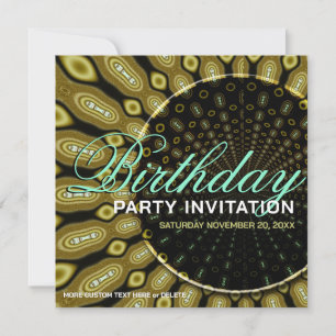 Invitación Funky Solar Girasol Verde Oliva + Fiesta de Menta