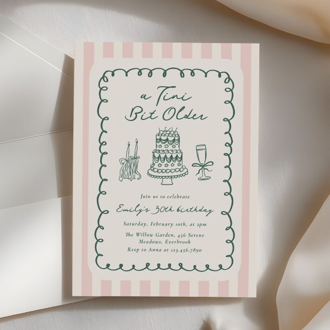 Invitación Funky Tini Bit Older Hand Drawn 30th Birthday (Subido por el creador)