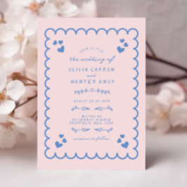 Invitación Funky Wave Doodle Boda escrito a mano ilustrada