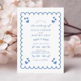 Invitación Funky Wave Doodle Boda escrito a mano ilustrada