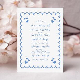 Invitación Funky Wave Doodle Boda escrito a mano ilustrada