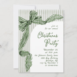 Invitación Funky Whimsical Christmas Green Bow Holiday Party