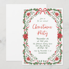 Invitación Funky Whimsical Christmas Red Bow Holiday Party
