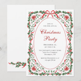 Invitación Funky Whimsical Christmas Red Bow Holiday Party