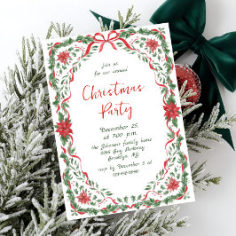 Invitación Funky Whimsical Christmas Red Bow Holiday Party
