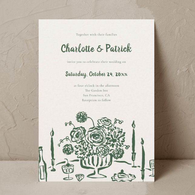 Invitación Funky Whimsical Green Boda (Subido por el creador)
