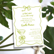 Funky Whimsical Green Dirty Martini Baby Shower