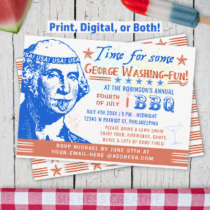 Invitación Funny 4 de julio Fiesta de barbacoa BBQ   Washingt