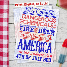 Invitación Funny 4 de julio Fiesta de barbacoa | Parrillada h
