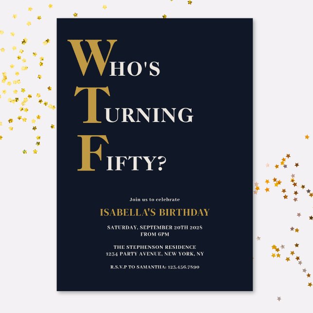 Invitación Funny 50 cumpleaños WTF humorístico (Subido por el creador)