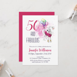 Invitación Funny 50 y Fabulous Pink