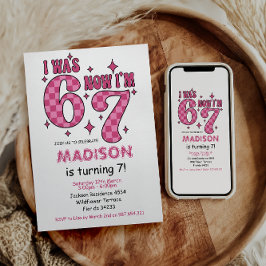 Invitación Funny 7th Birthday | “I Was 6, Now 7” Party