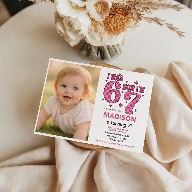 Invitación Funny 7th Birthday | “I Was 6, Now 7” Party (Funny 7th Birthday | “I Was 6, Now 7” Party Invitation
)