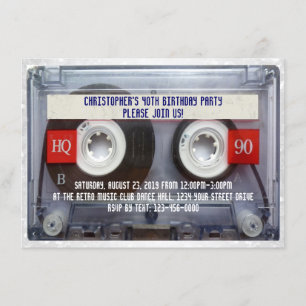 Invitación Funny 80 Cassette Mixtape 40th Birthday Fiesta