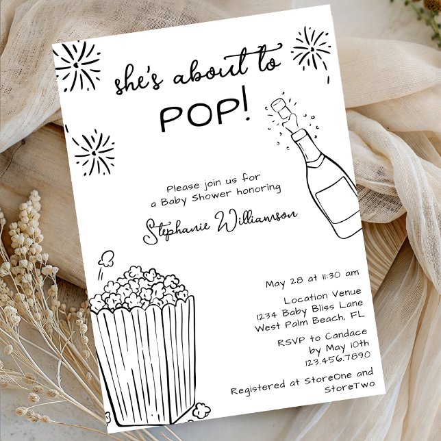 Invitación Funny About To Pop Popcorn Champagne Baby Shower (Subido por el creador)