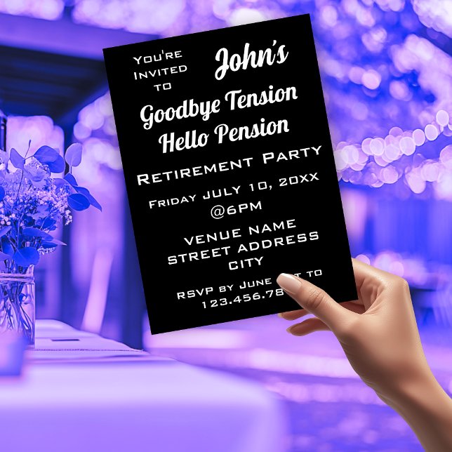 Invitación FUNNY Adiós Tensión Papá Fiesta de Jubilación (FUNNY Goodbye Tension Dad Retirement Party Invitation)