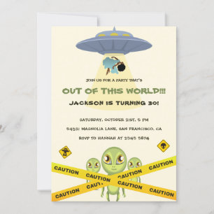 Invitación Funny Alien y Spaceship Cumpleaños