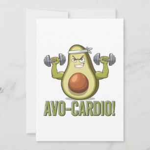 Invitación Funny Avo-Cardio Aguacate Fitness Design